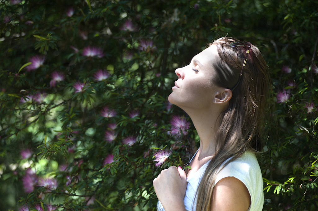 Calm person Young woman appearing calm and serene