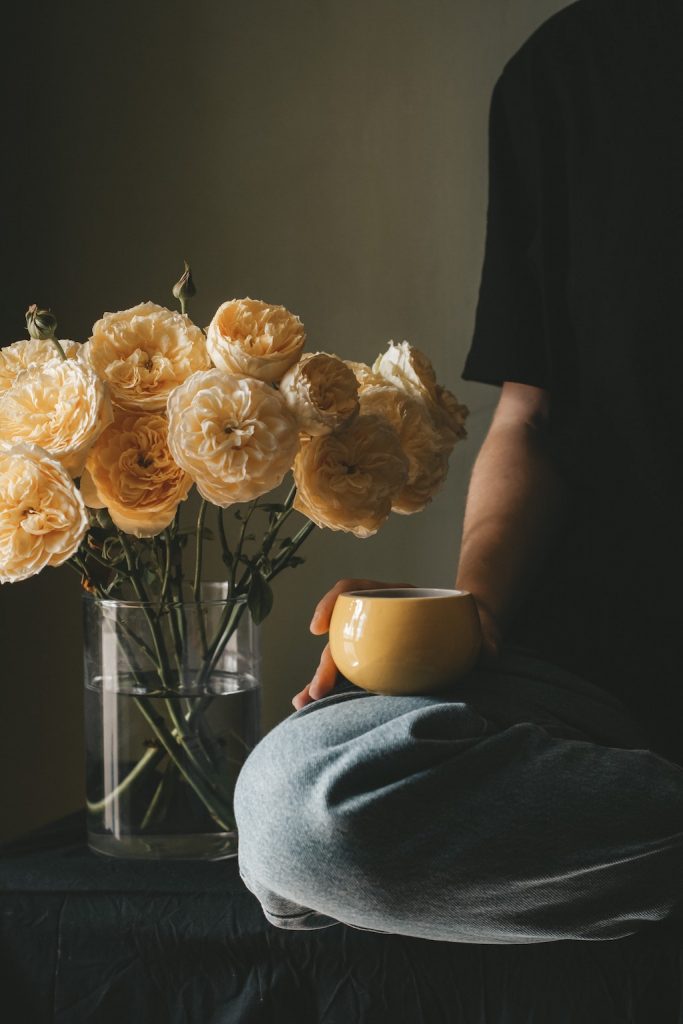 Relaxing and enjoying tranquility brought by roses