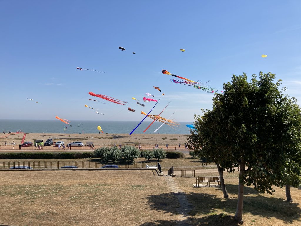 Kites flying over the beach