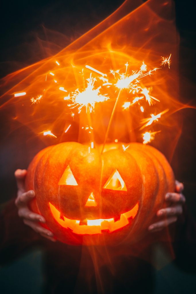 Spooky pumpkin lanterns with fantastic features scare bad spirits away